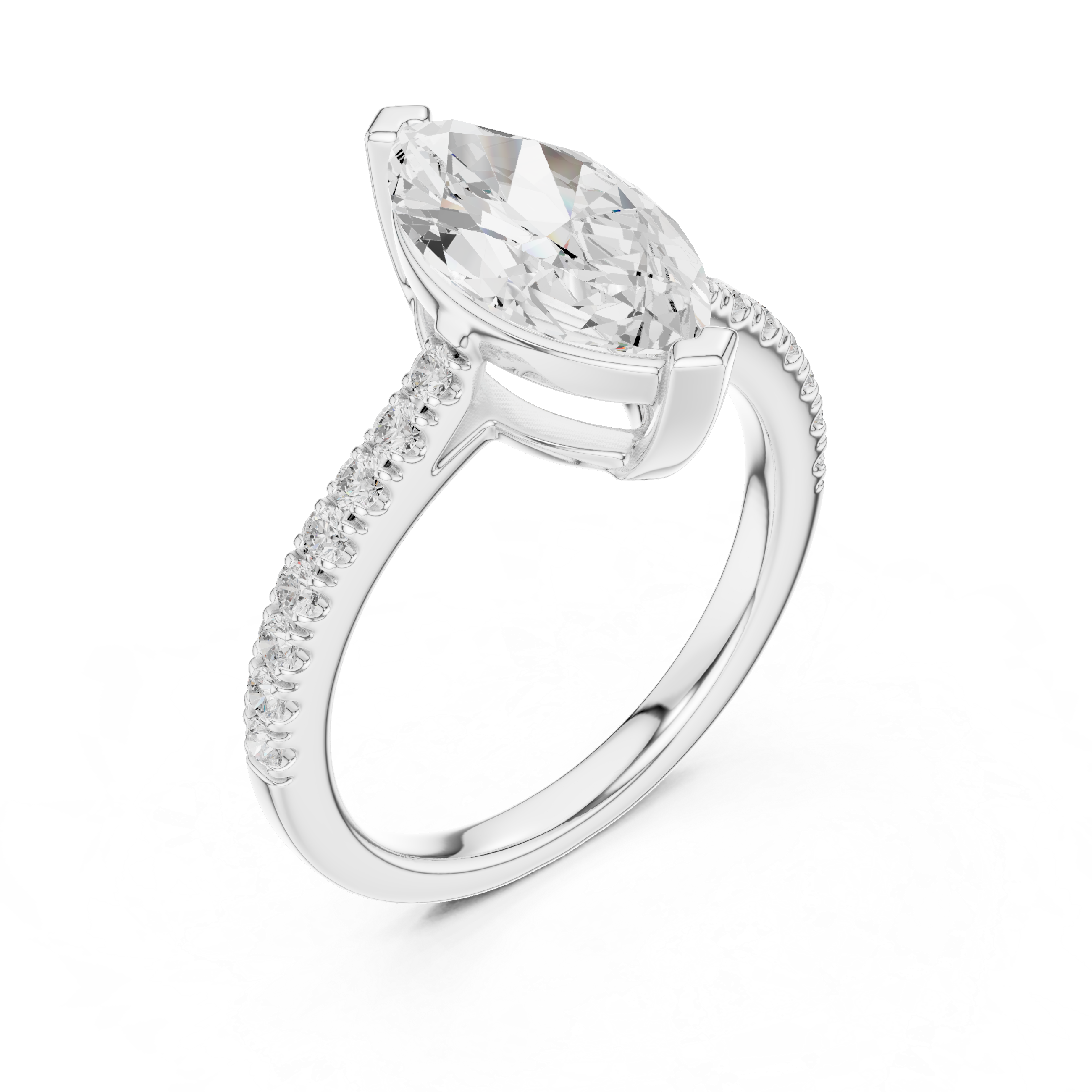 Marquise Cut Pavé Diamond Engagement Ring