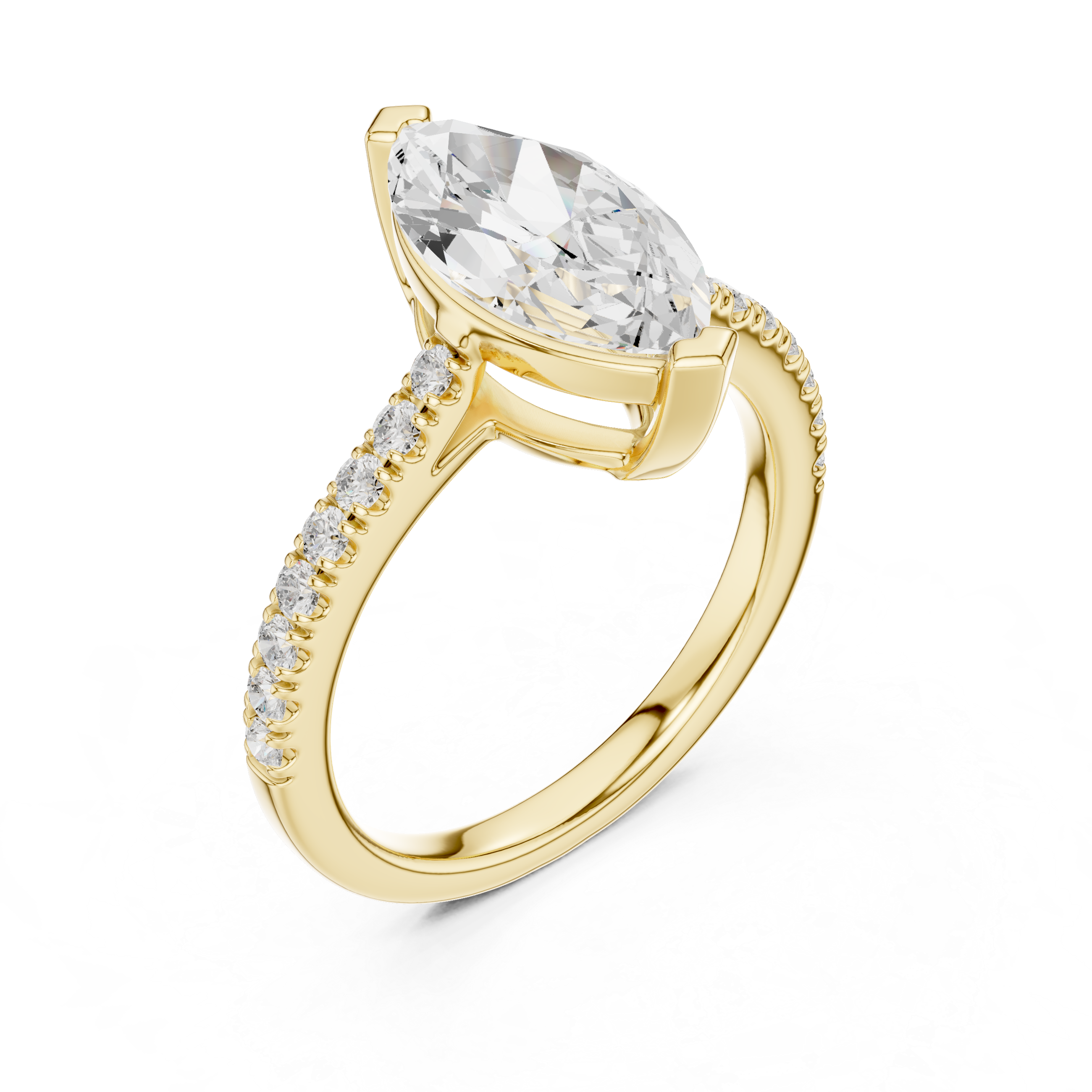 Marquise Cut Pavé Diamond Engagement Ring