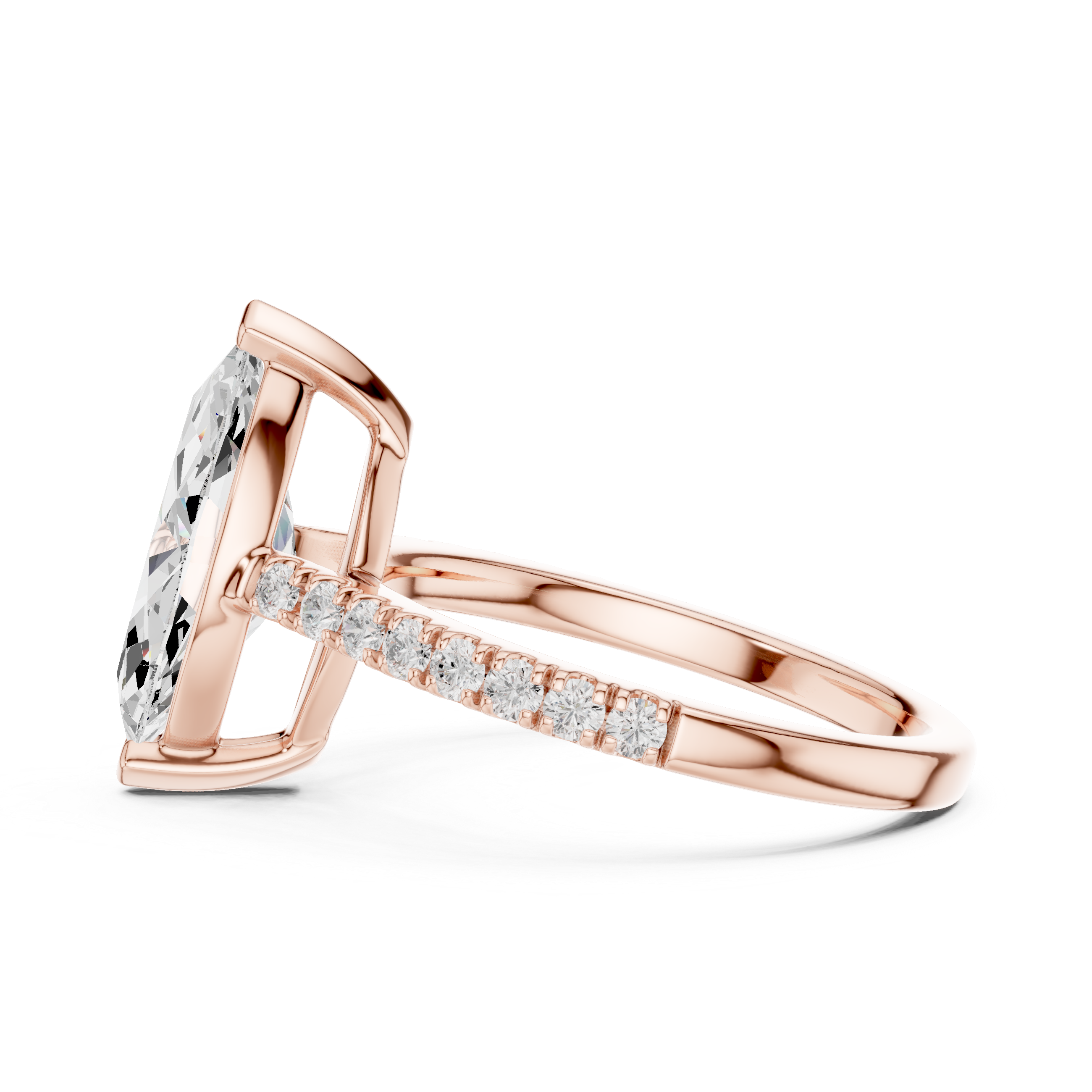 Marquise Cut Pavé Diamond Engagement Ring
