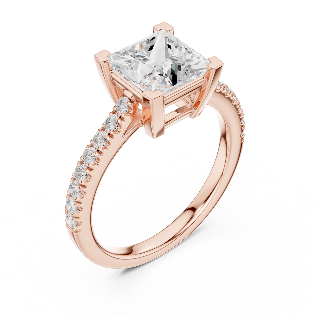 Princess Cut Pavé Diamond Engagement Ring