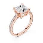 Princess Cut Pavé Diamond Engagement Ring