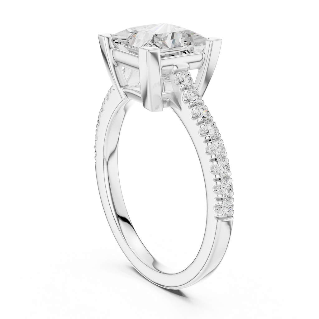 Princess Cut Pavé Diamond Engagement Ring