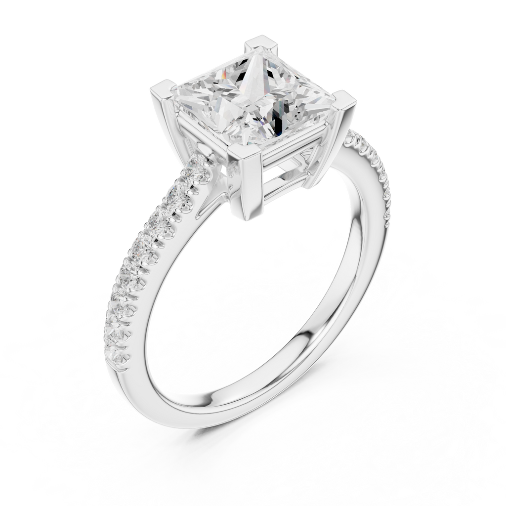 Princess Cut Pavé Diamond Engagement Ring