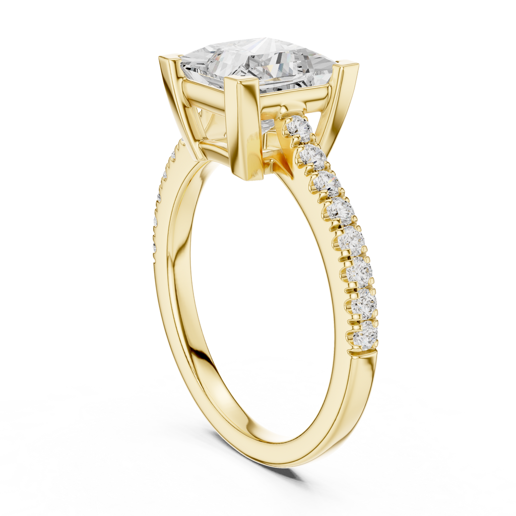 Princess Cut Pavé Diamond Engagement Ring