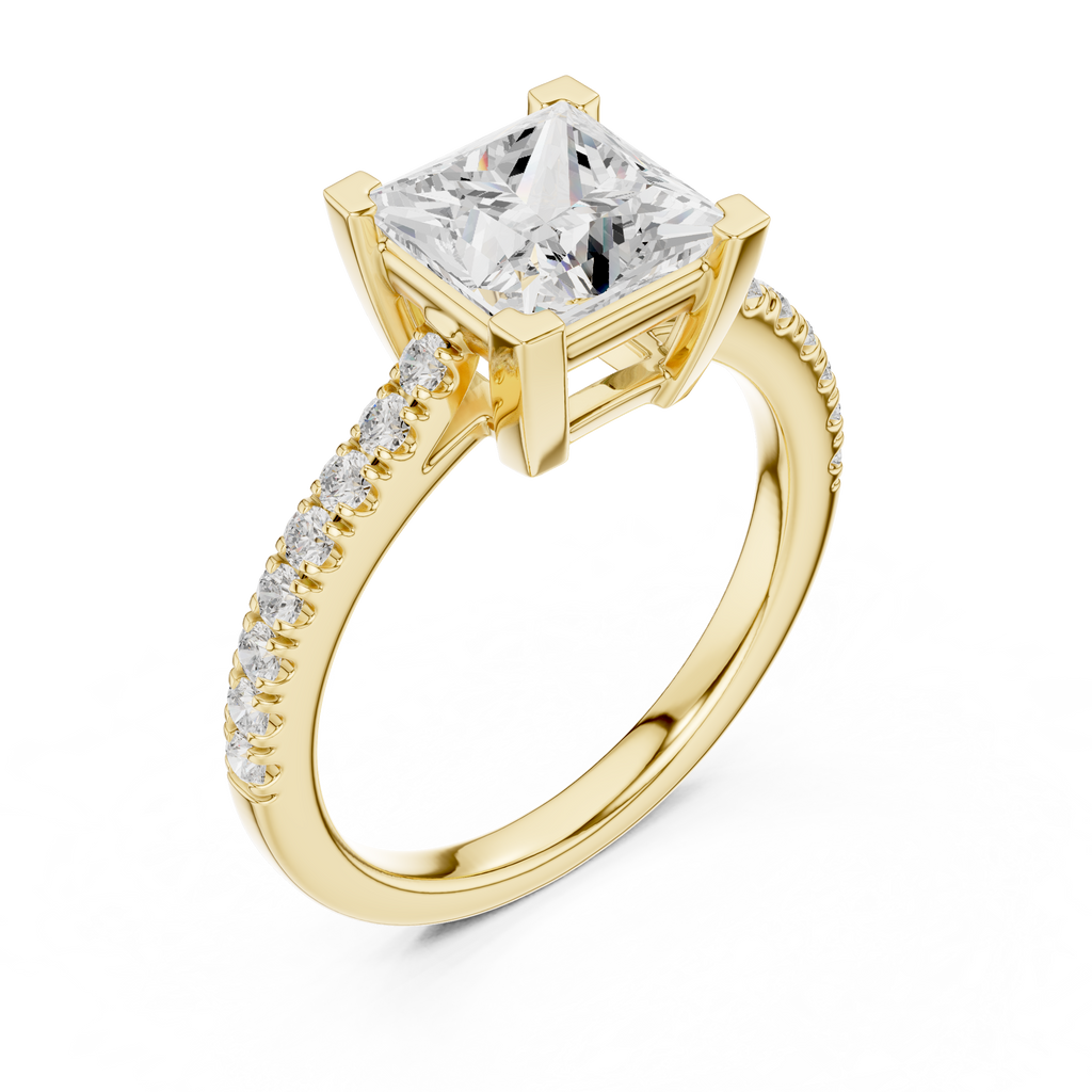 Princess Cut Pavé Diamond Engagement Ring