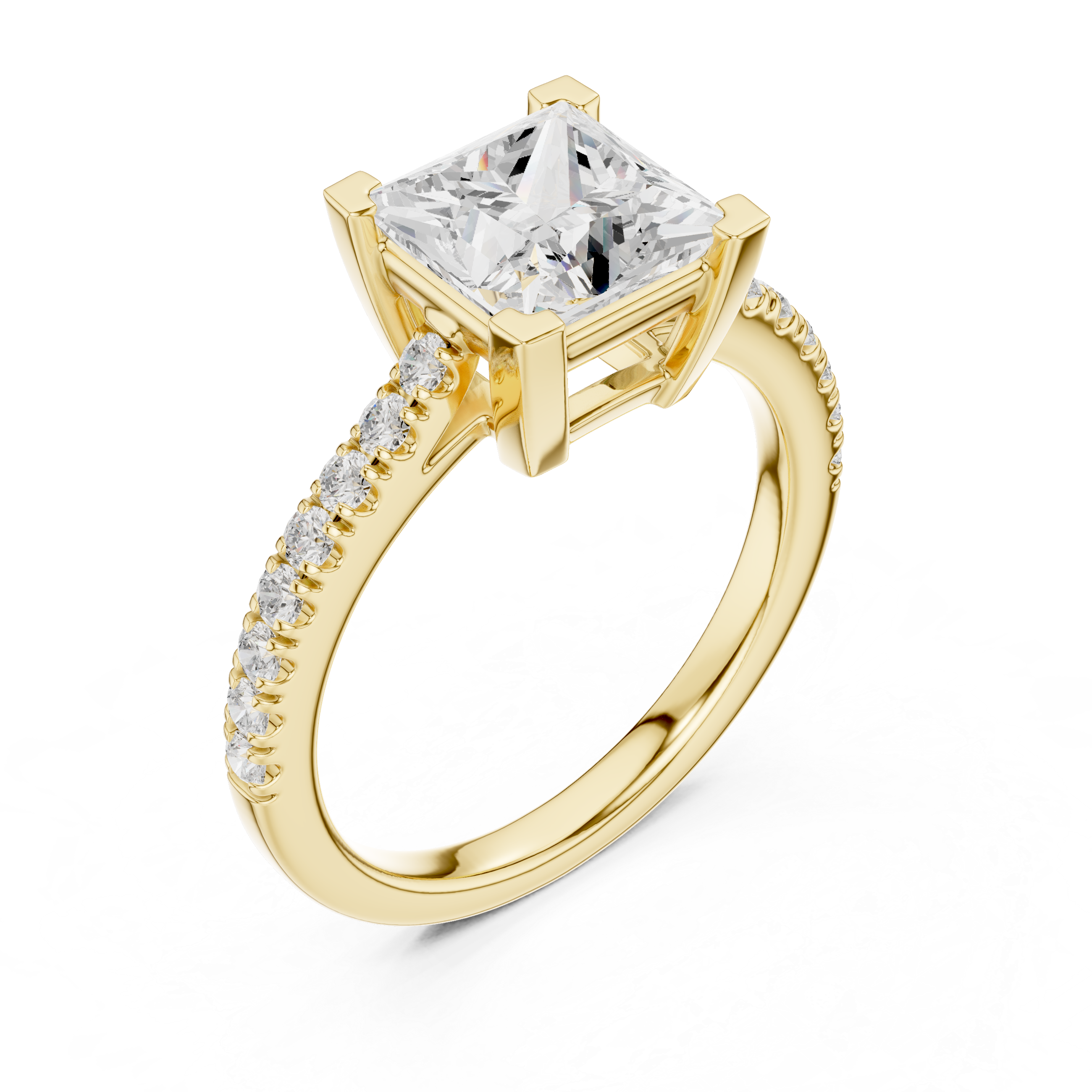 Princess Cut Pavé Diamond Engagement Ring