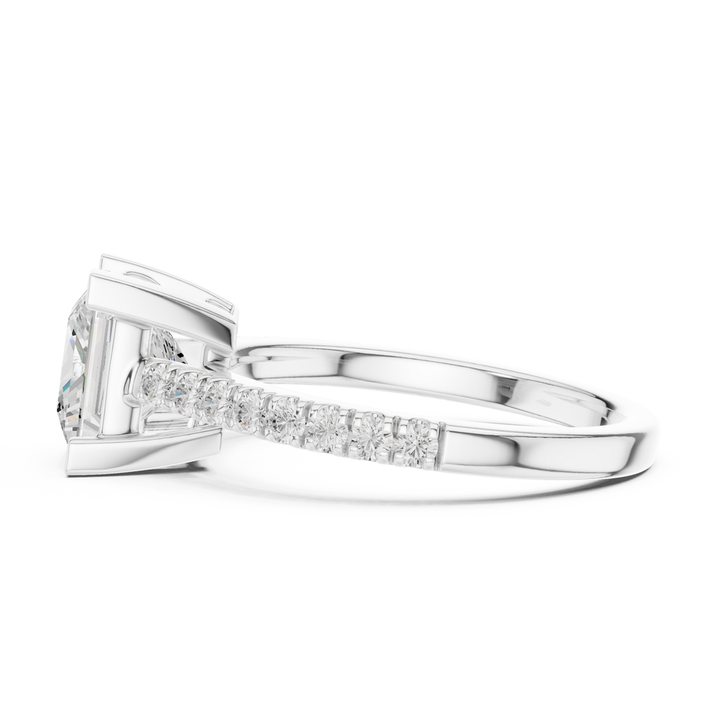 Princess Cut Pavé Diamond Engagement Ring