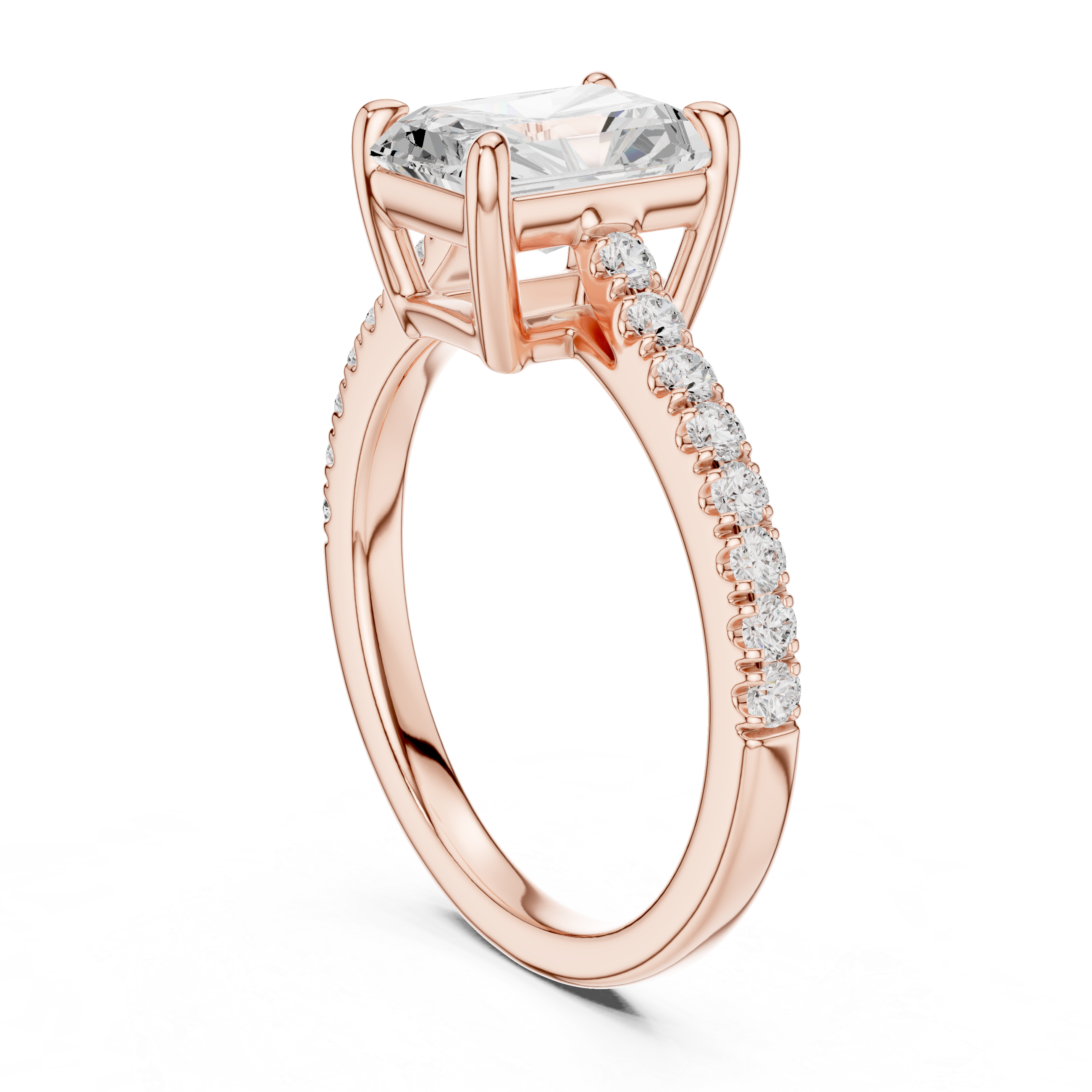 Radiant Cut Pavé Diamond Engagement Ring