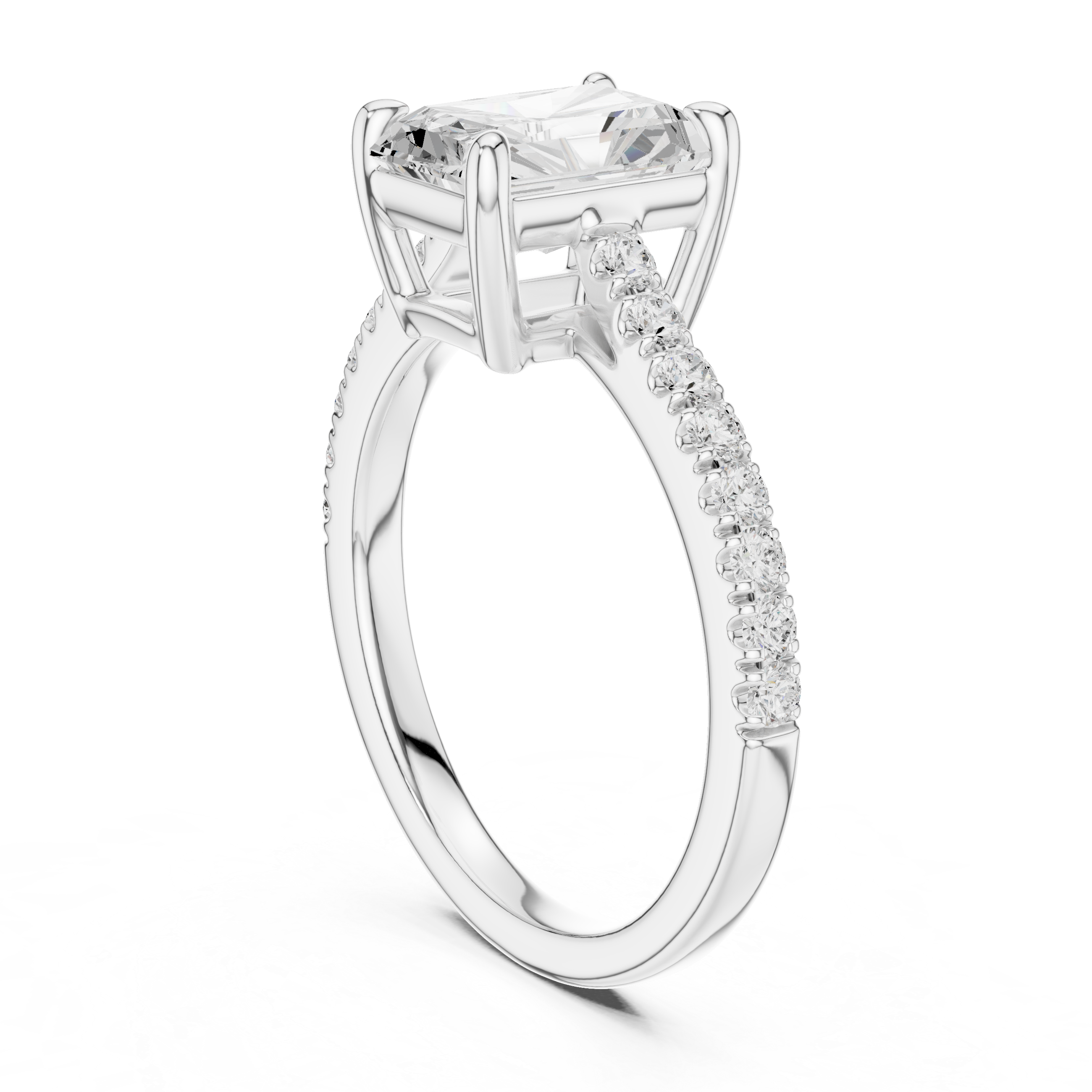 Radiant Cut Pavé Diamond Engagement Ring