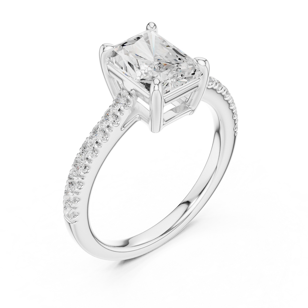 Radiant Cut Pavé Diamond Engagement Ring