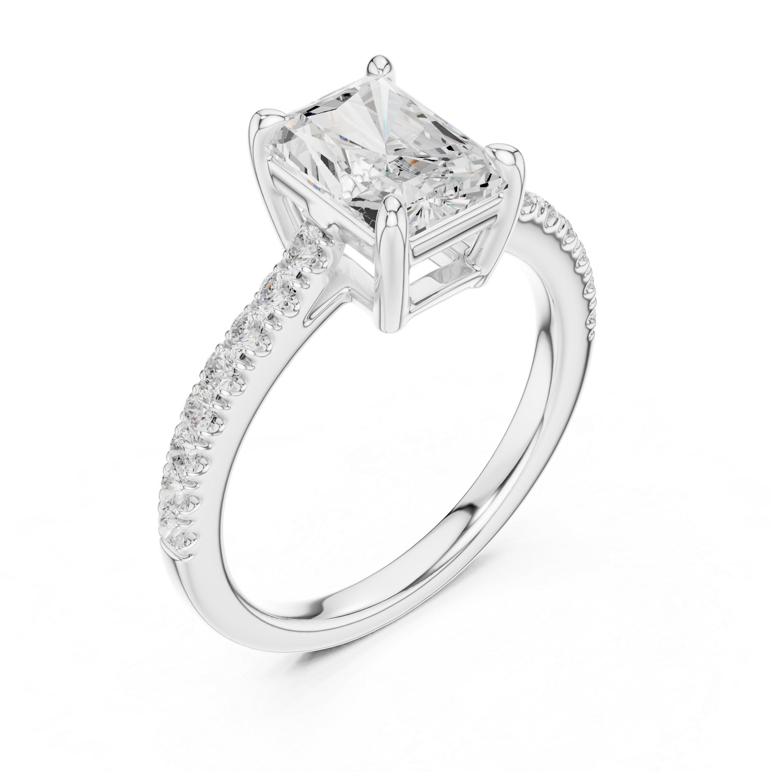 Radiant Cut Pavé Diamond Engagement Ring