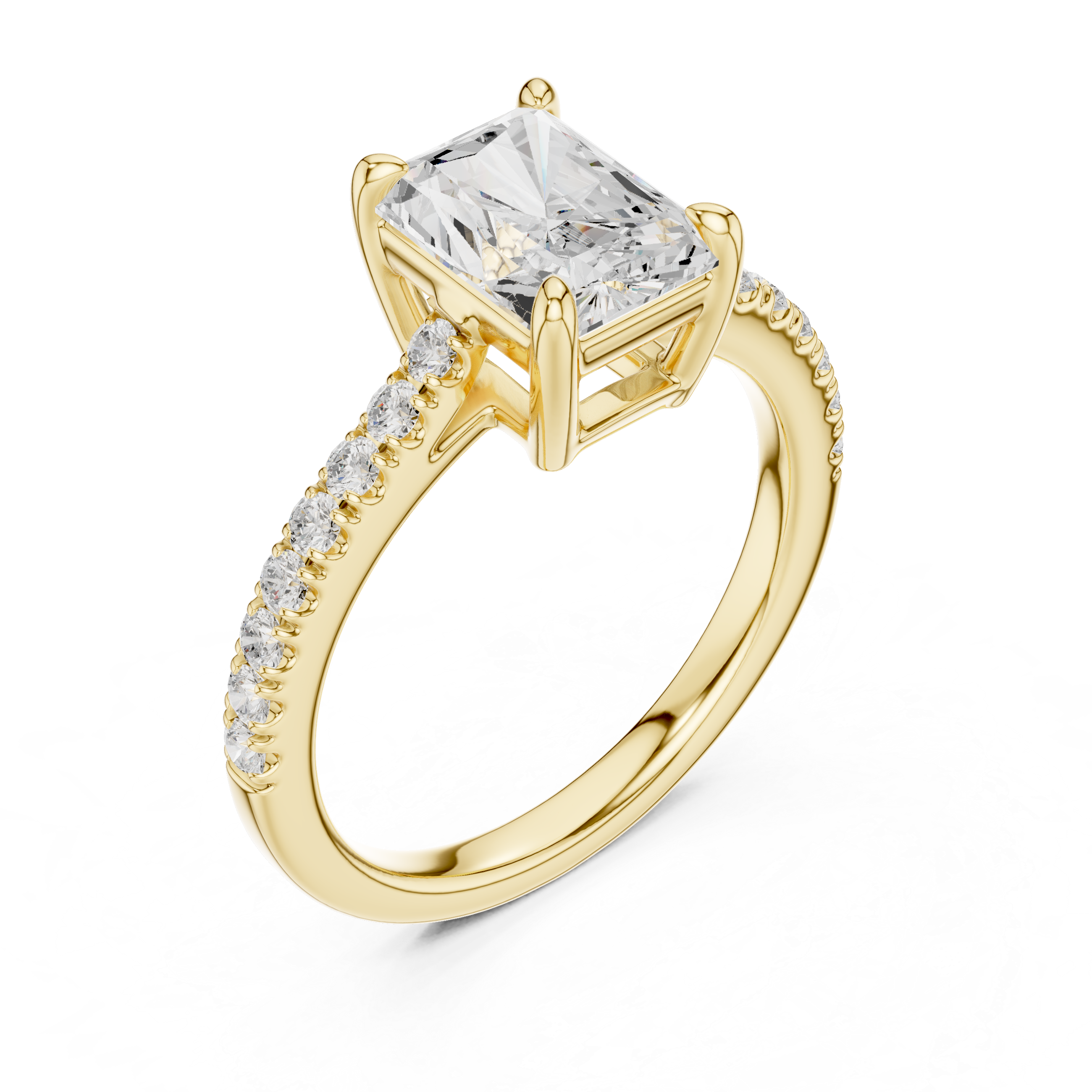 Radiant Cut Pavé Diamond Engagement Ring