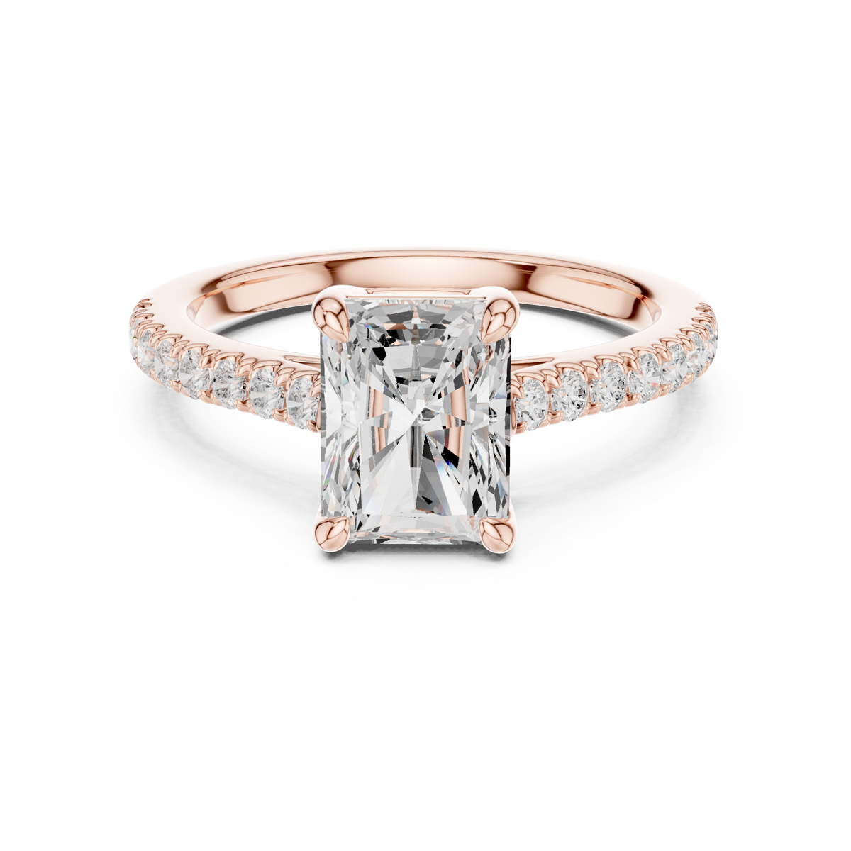 Radiant Cut Pavé Diamond with Cathedral Setting Engagement Ring – view 5 of 12, lab grown diamond ring | Jewelix Atelier
