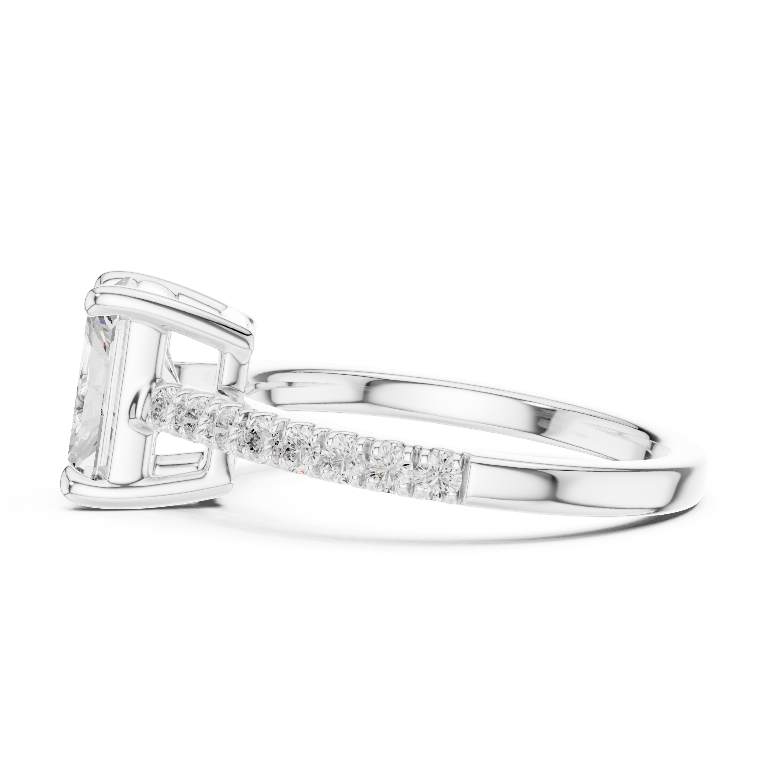 Radiant Cut Pavé Diamond Engagement Ring