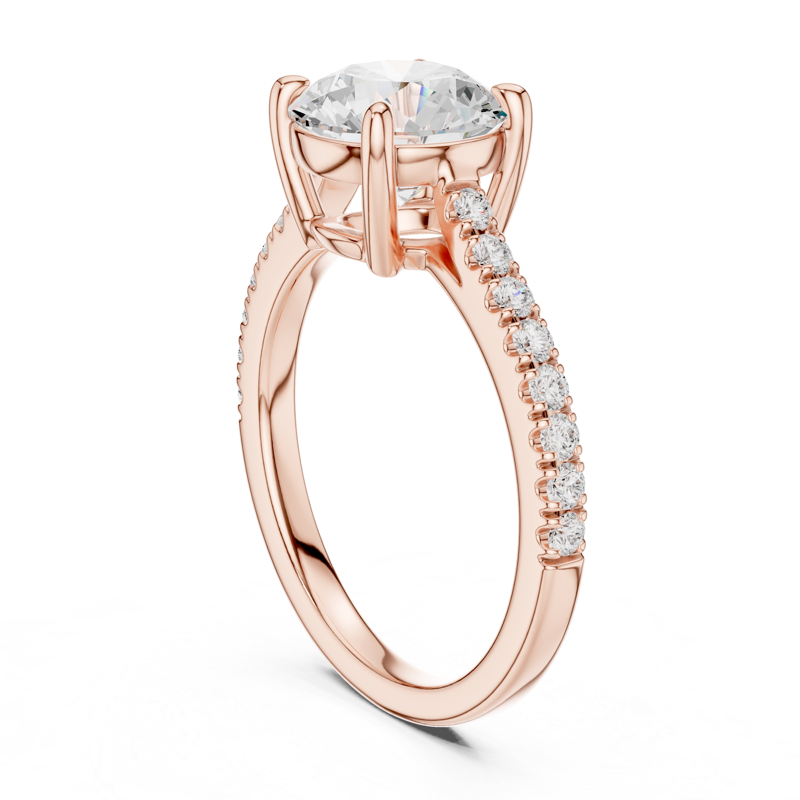 Round Cut Pavé Diamond Engagement Ring