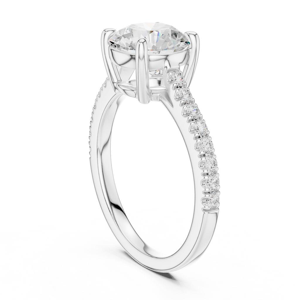 Round Cut Pavé Diamond Engagement Ring