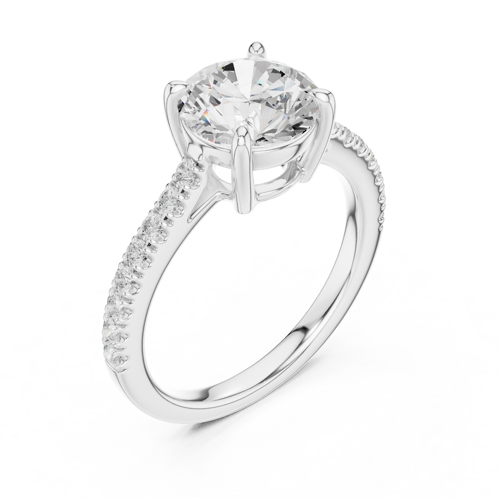 Round Cut Pavé Diamond Engagement Ring