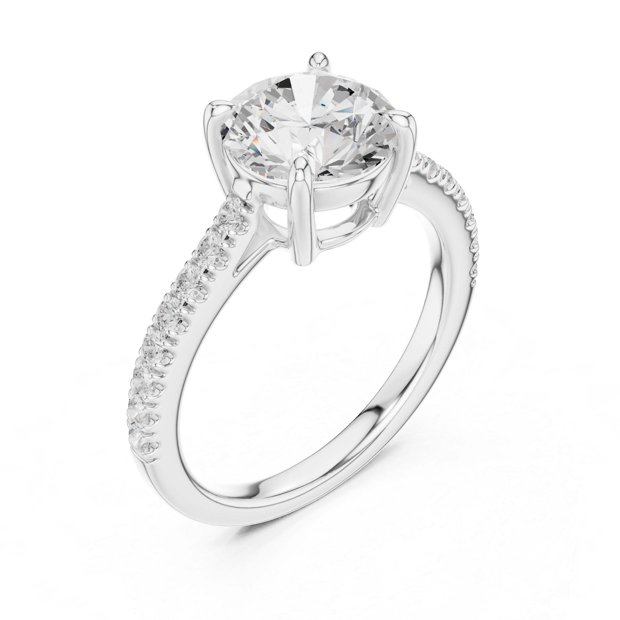 Round Cut Pavé Diamond Engagement Ring