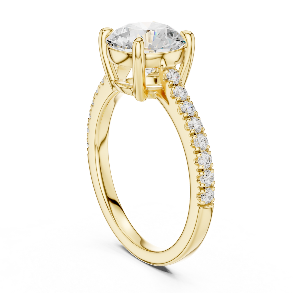 Round Cut Pavé Diamond Engagement Ring