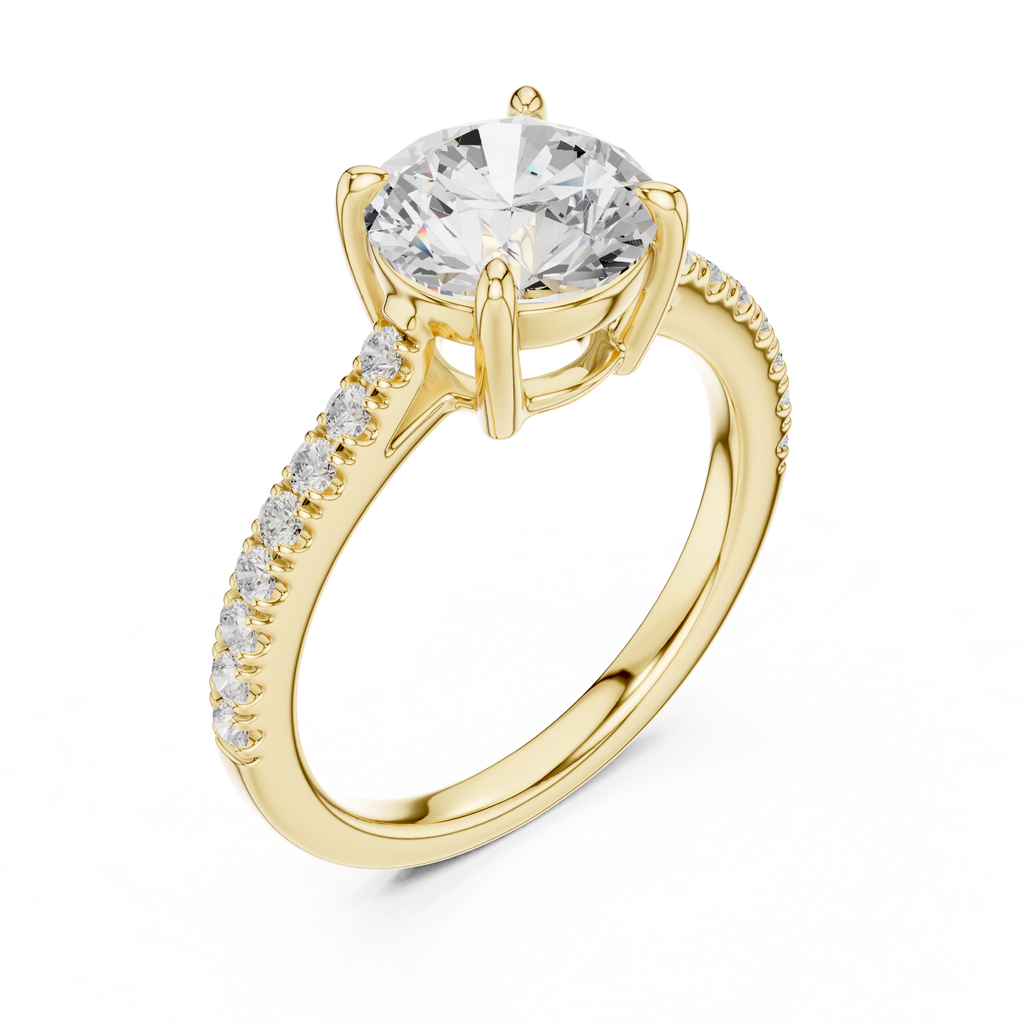Round Cut Pavé Diamond Engagement Ring