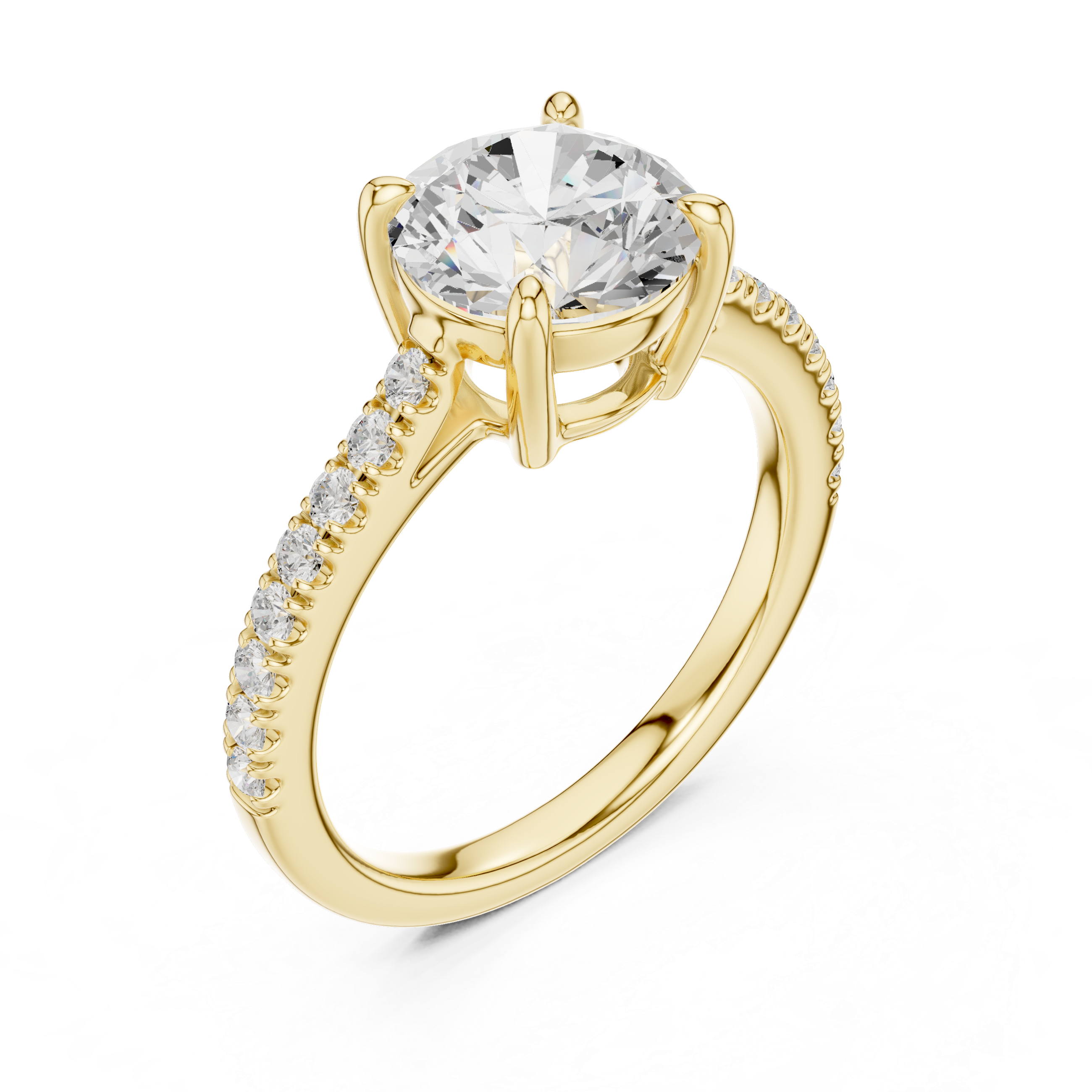 Round Cut Pavé Diamond Engagement Ring