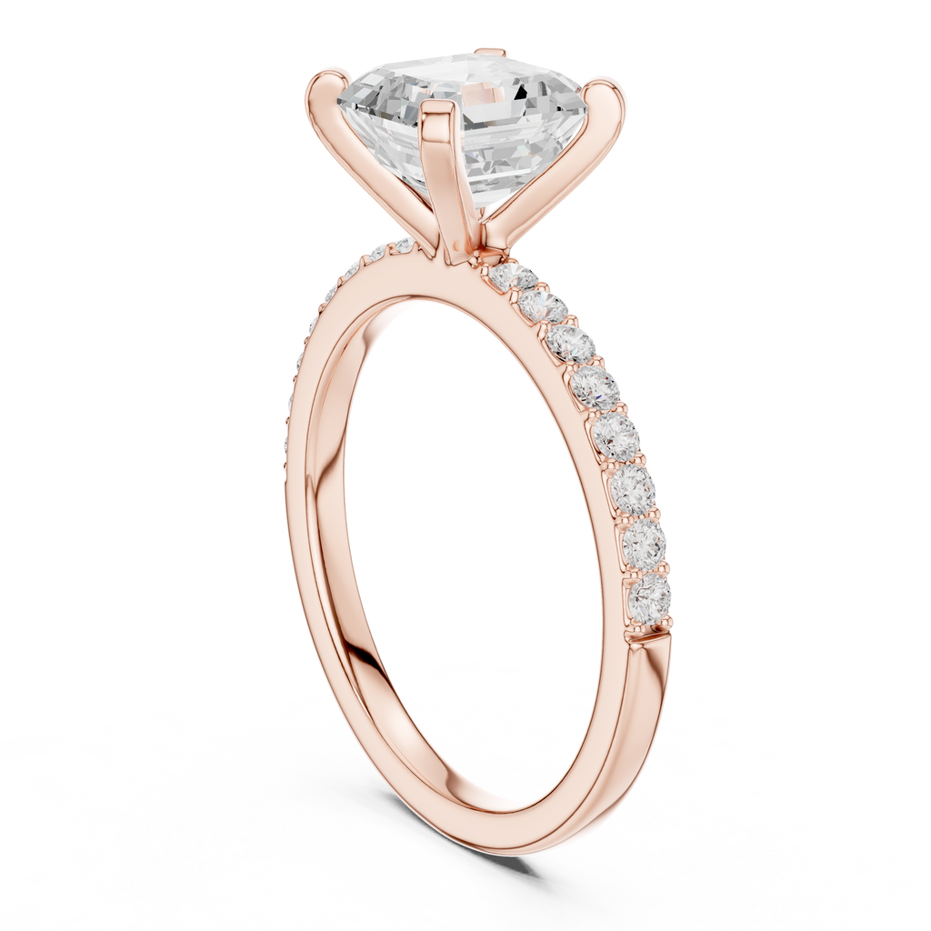 Asscher Cut Pavé Diamond Engagement Ring