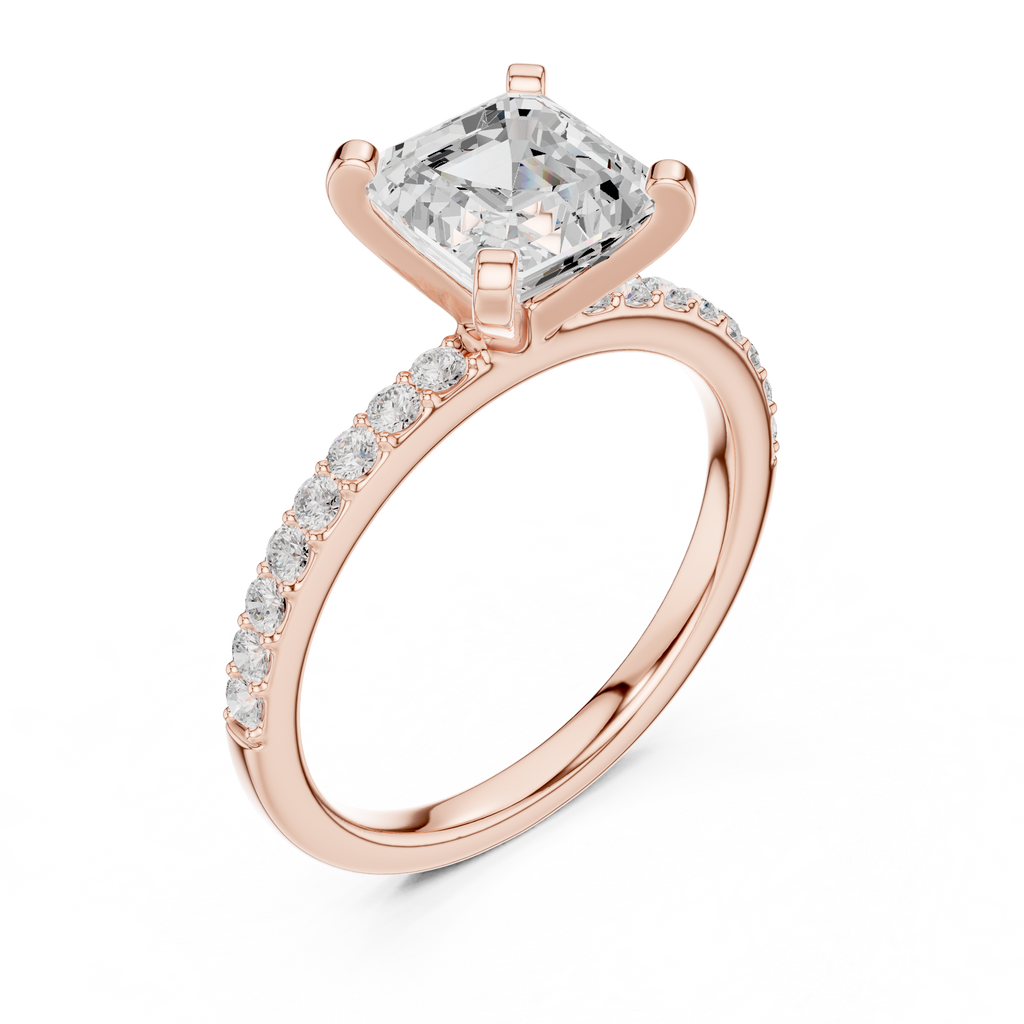 Asscher Cut Pavé Diamond Engagement Ring