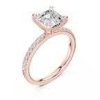 Asscher Cut Pavé Diamond Engagement Ring