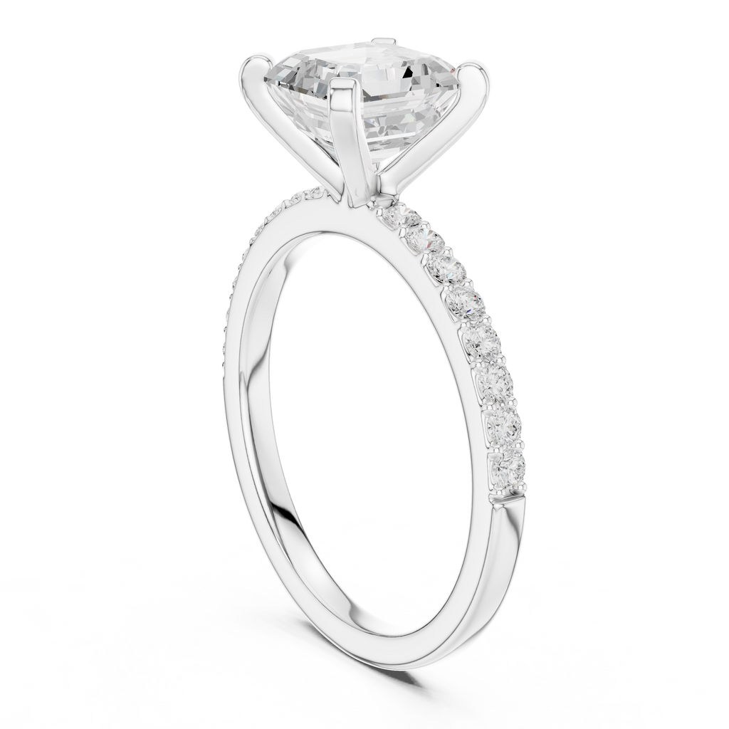 Asscher Cut Pavé Diamond Engagement Ring