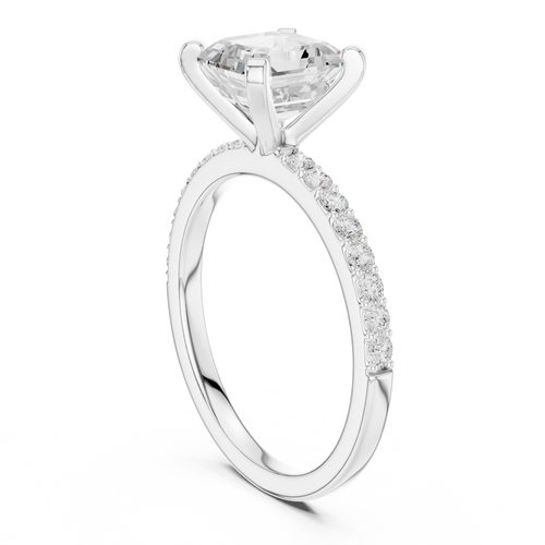 Asscher Cut Pavé Diamond Engagement Ring
