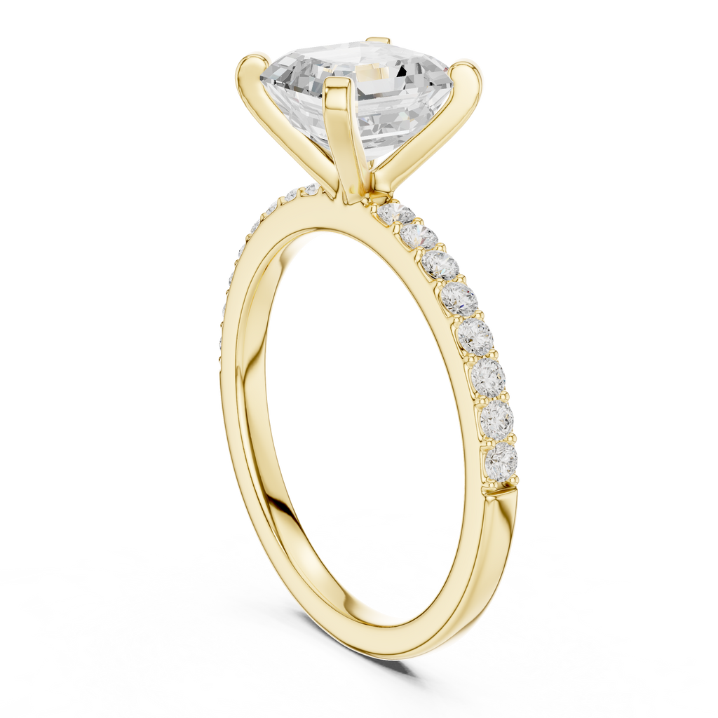 Asscher Cut Pavé Diamond Engagement Ring
