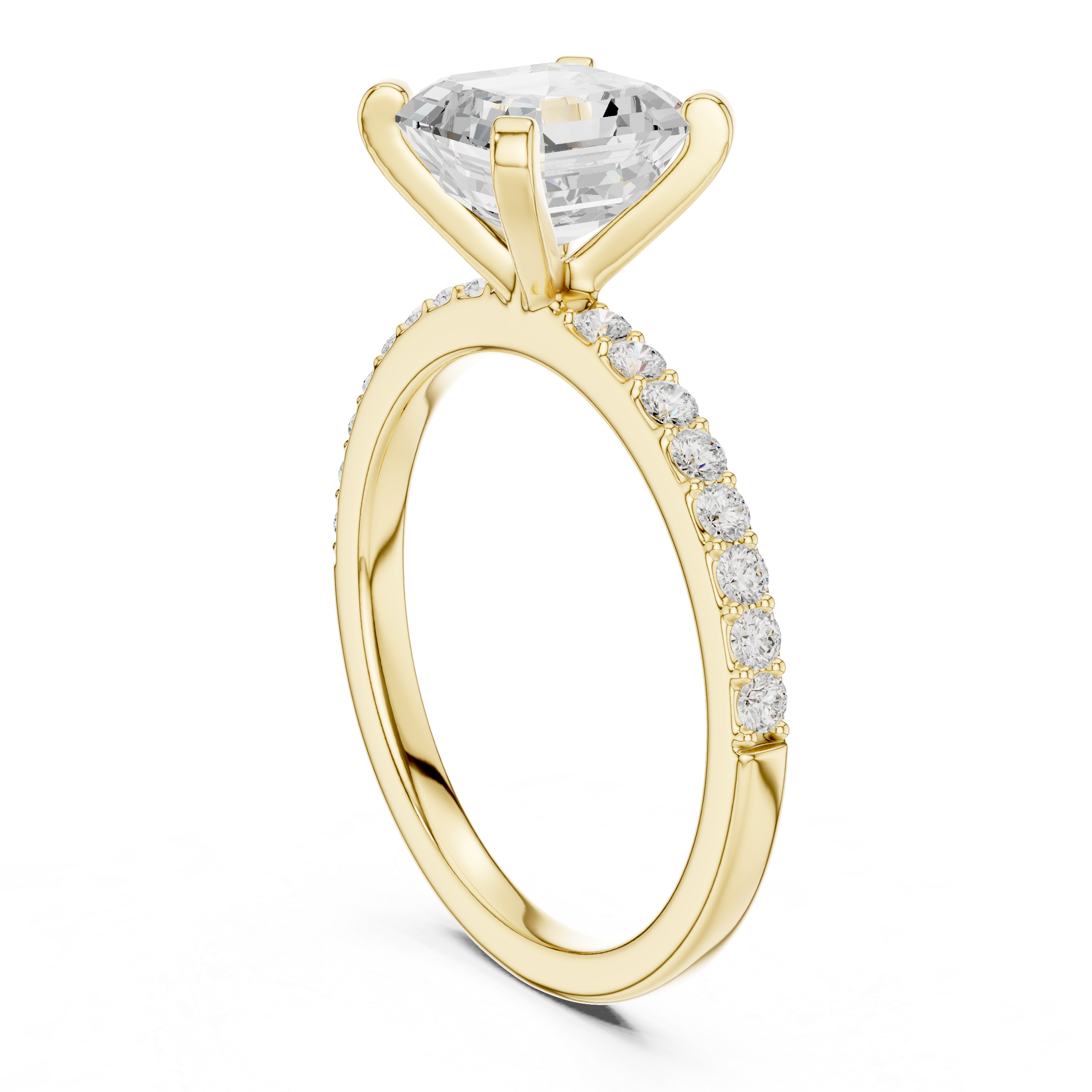 Asscher Cut Pavé Diamond Engagement Ring