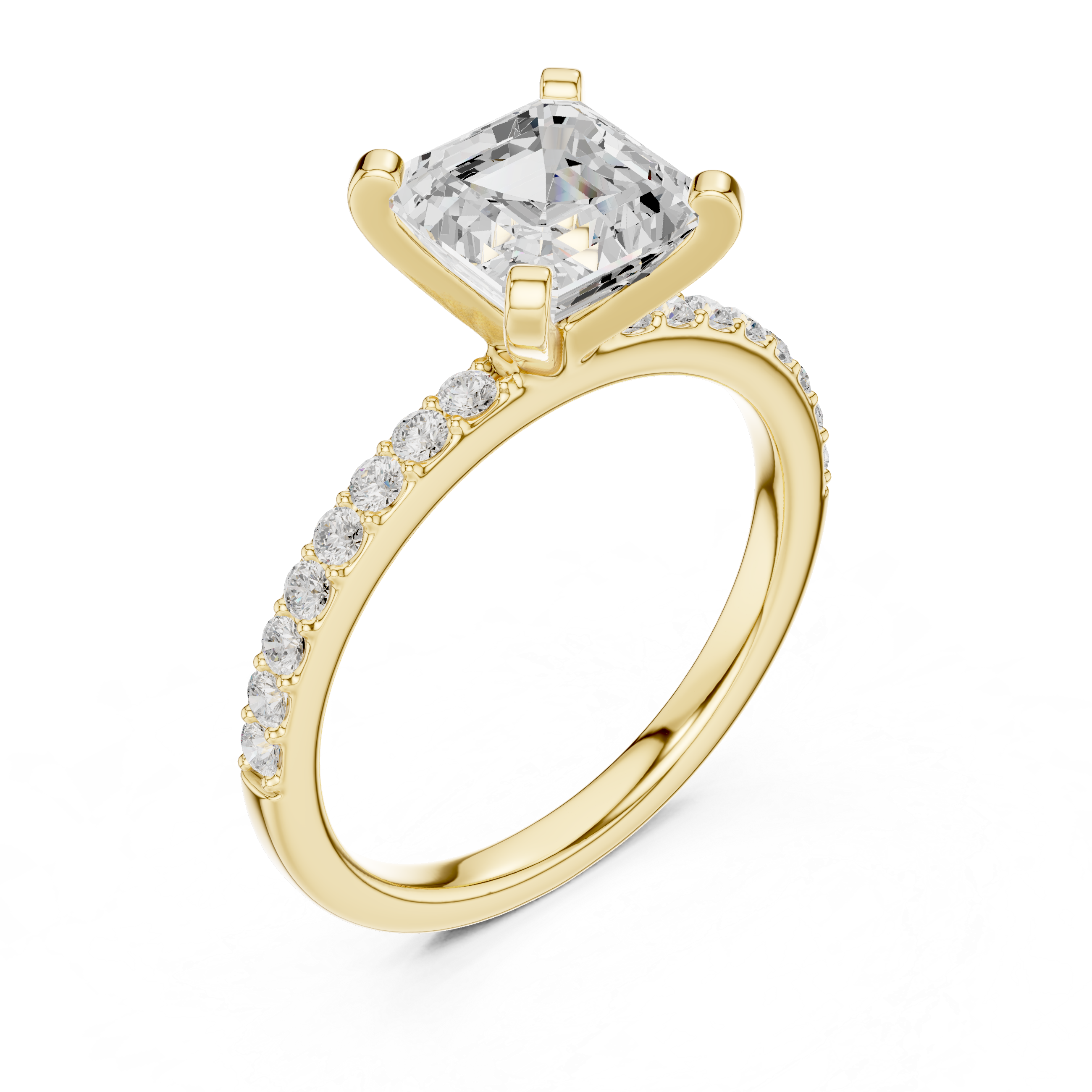 Asscher Cut Pavé Diamond Engagement Ring