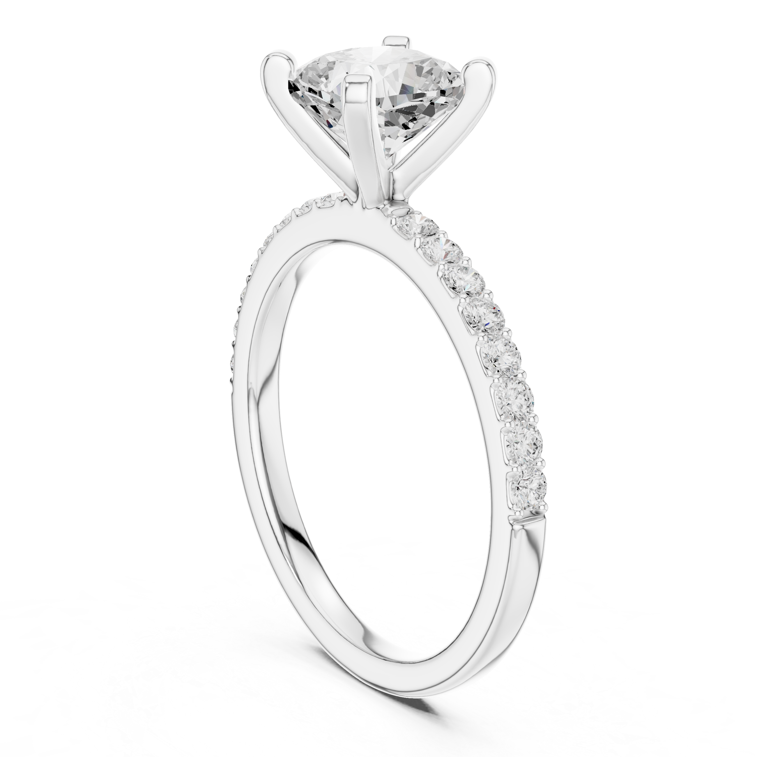 Cushion Cut Pavé Diamond Engagement Ring