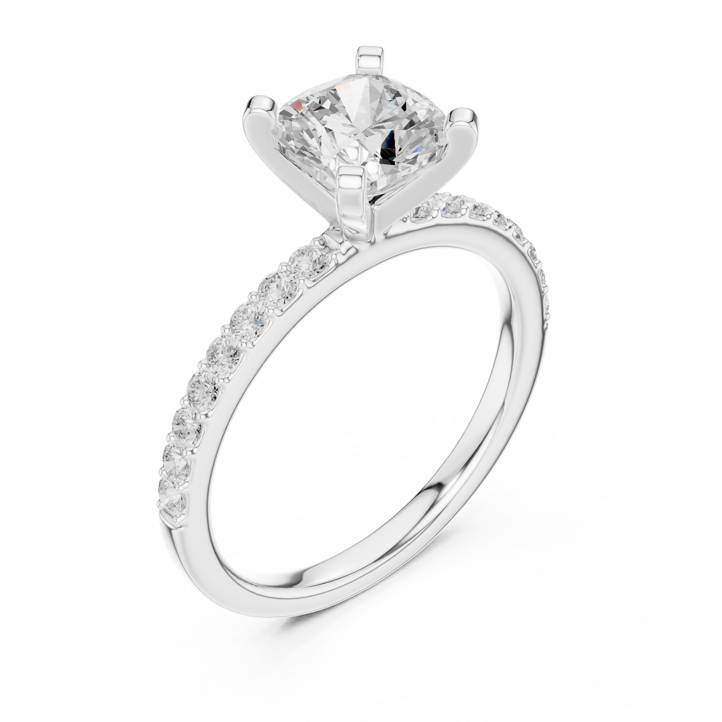 Cushion Cut Pavé Diamond Engagement Ring