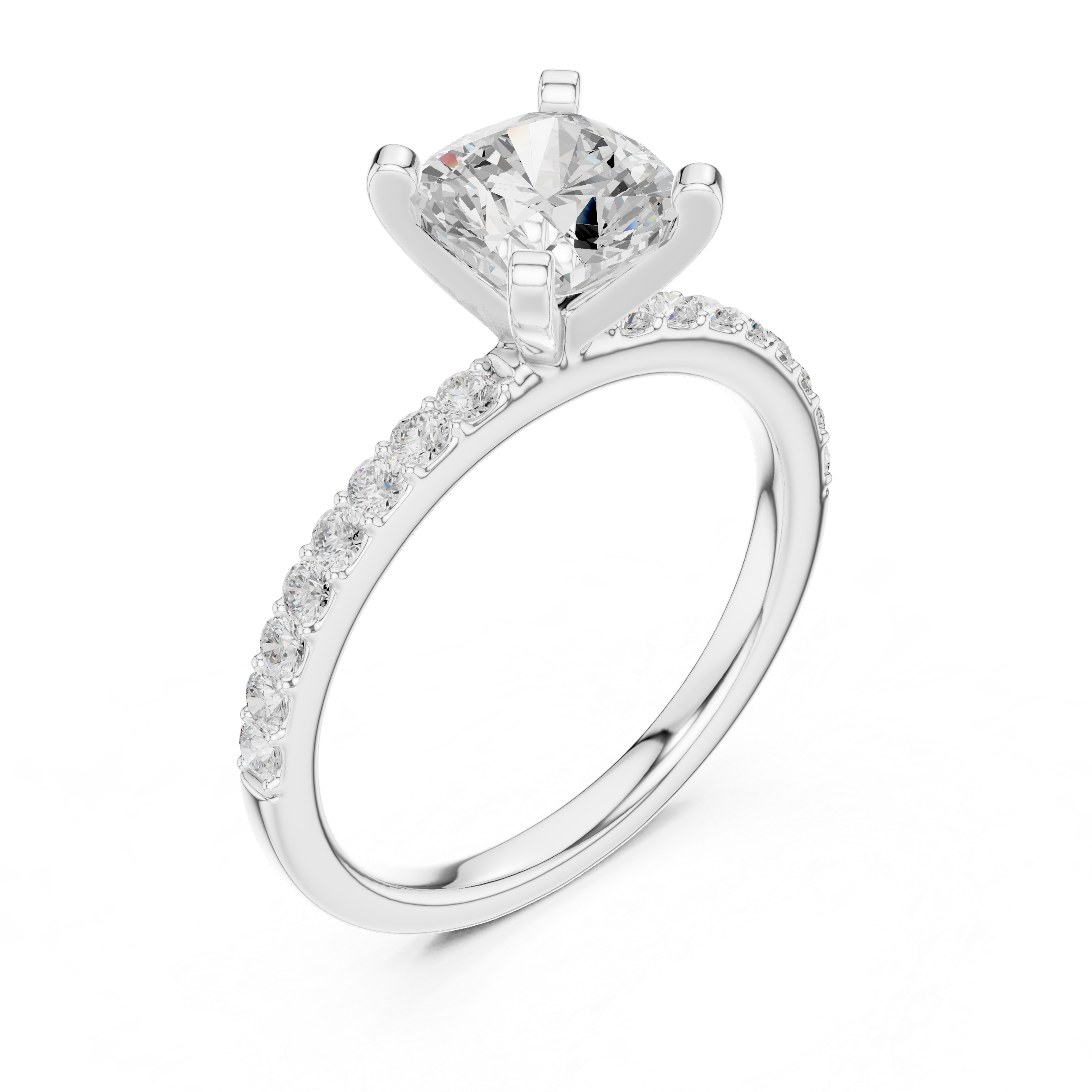 Cushion Cut Pavé Diamond Engagement Ring