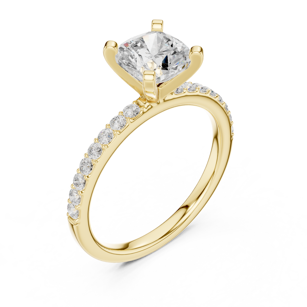 Cushion Cut Pavé Diamond Engagement Ring