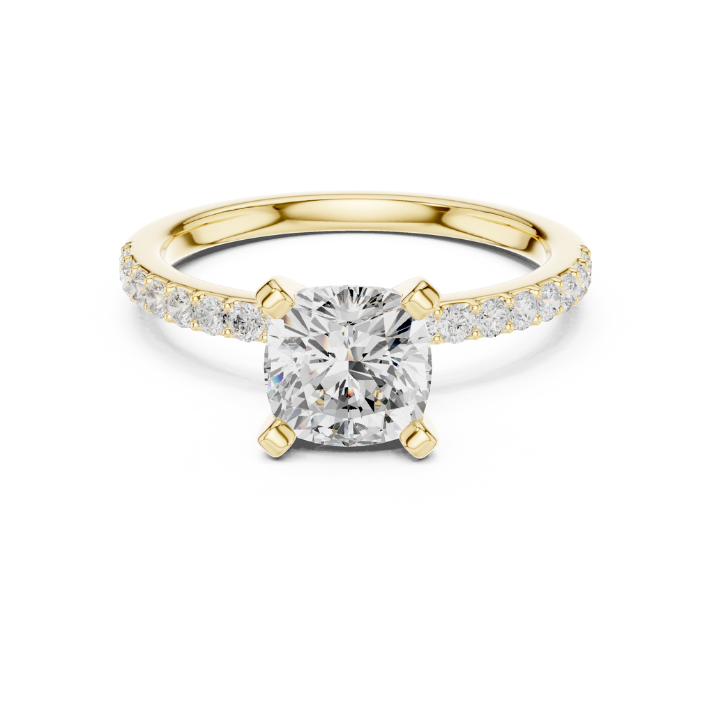 Cushion Cut Pavé Diamond Engagement Ring