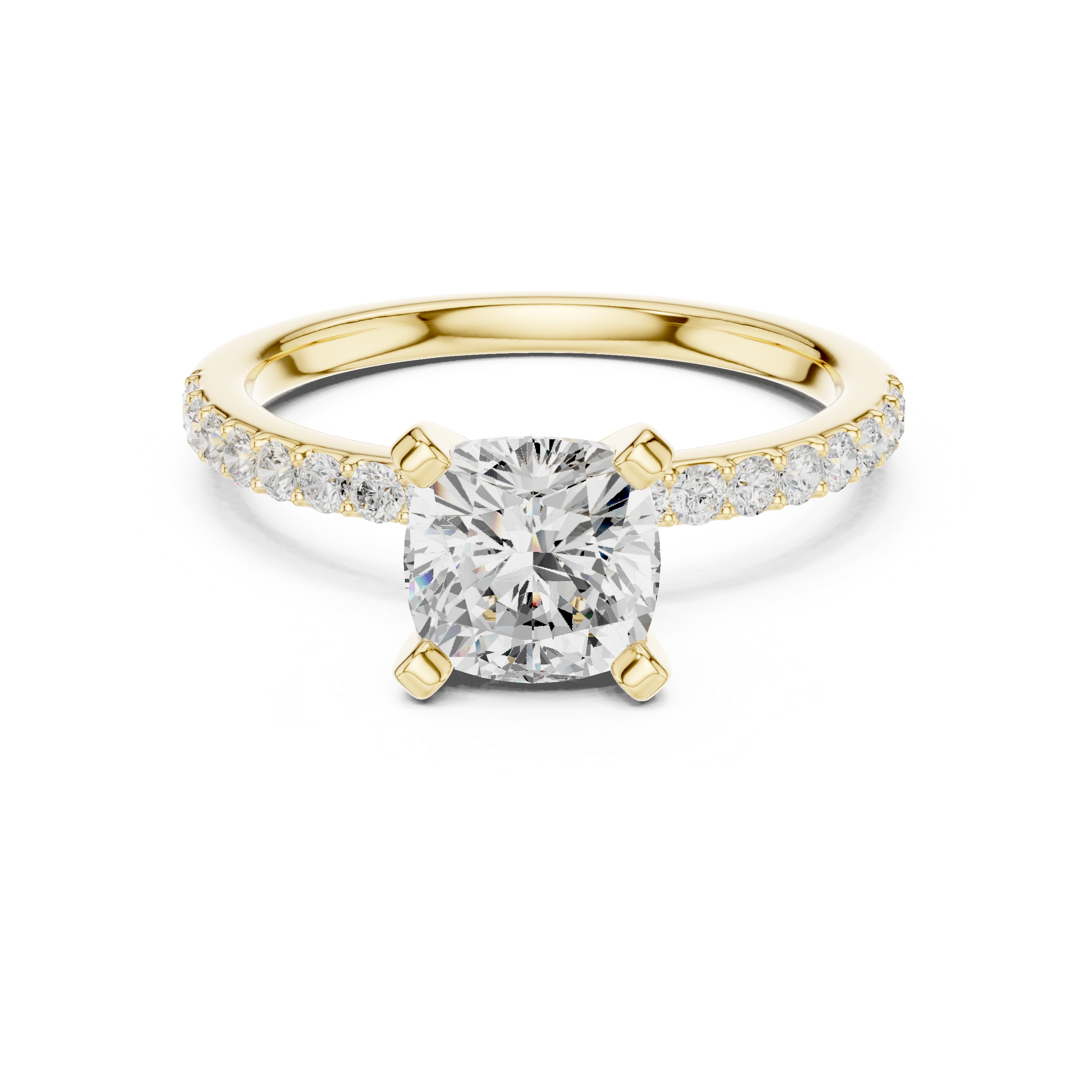 Cushion Cut Pavé Diamond Engagement Ring