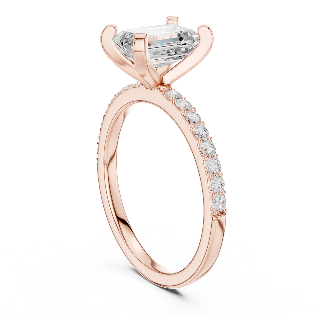 Emerald Cut Pavé Diamond Engagement Ring