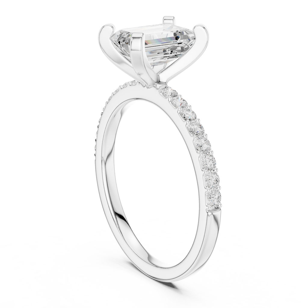 Emerald Cut Pavé Diamond Engagement Ring