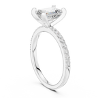 Emerald Cut Pavé Diamond Engagement Ring
