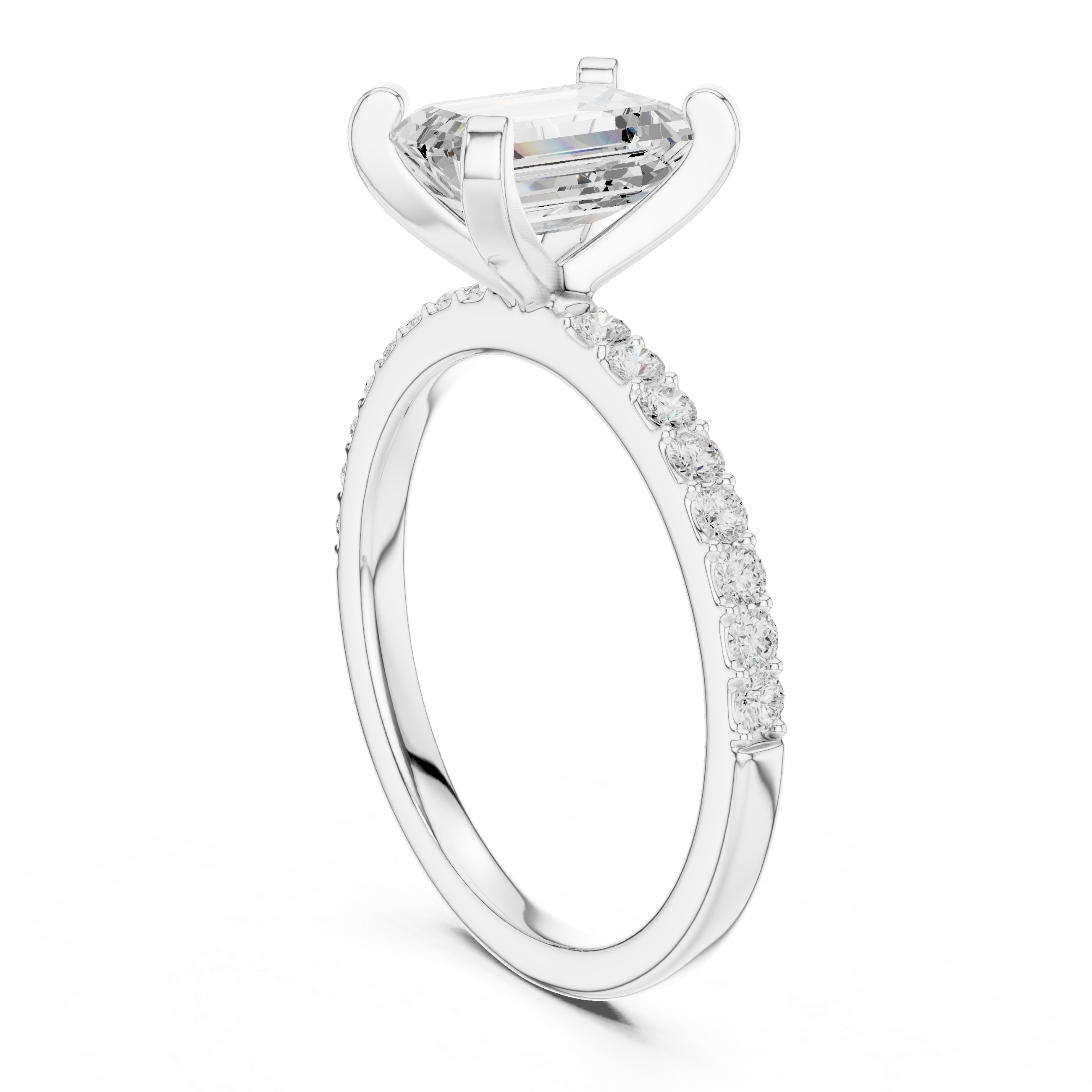 Emerald Cut Pavé Diamond Engagement Ring