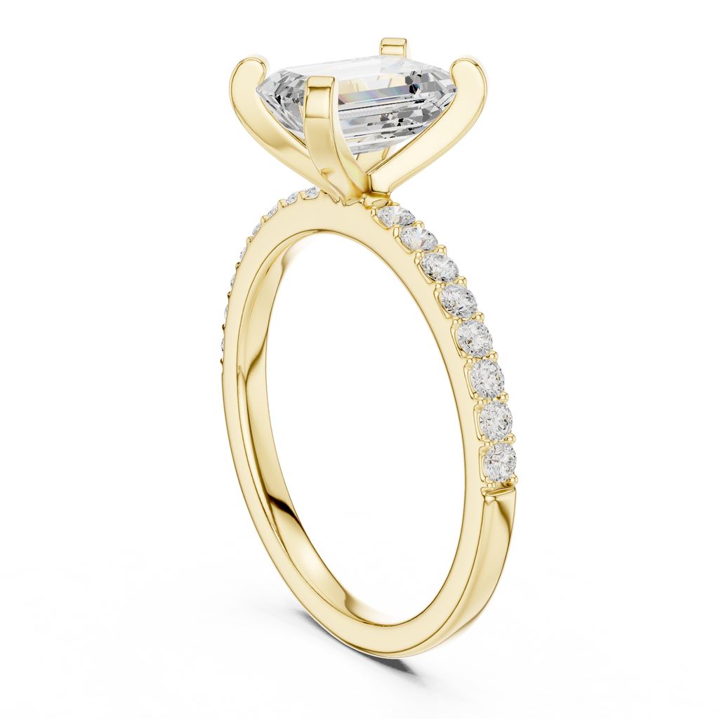 Emerald Cut Pavé Diamond Engagement Ring
