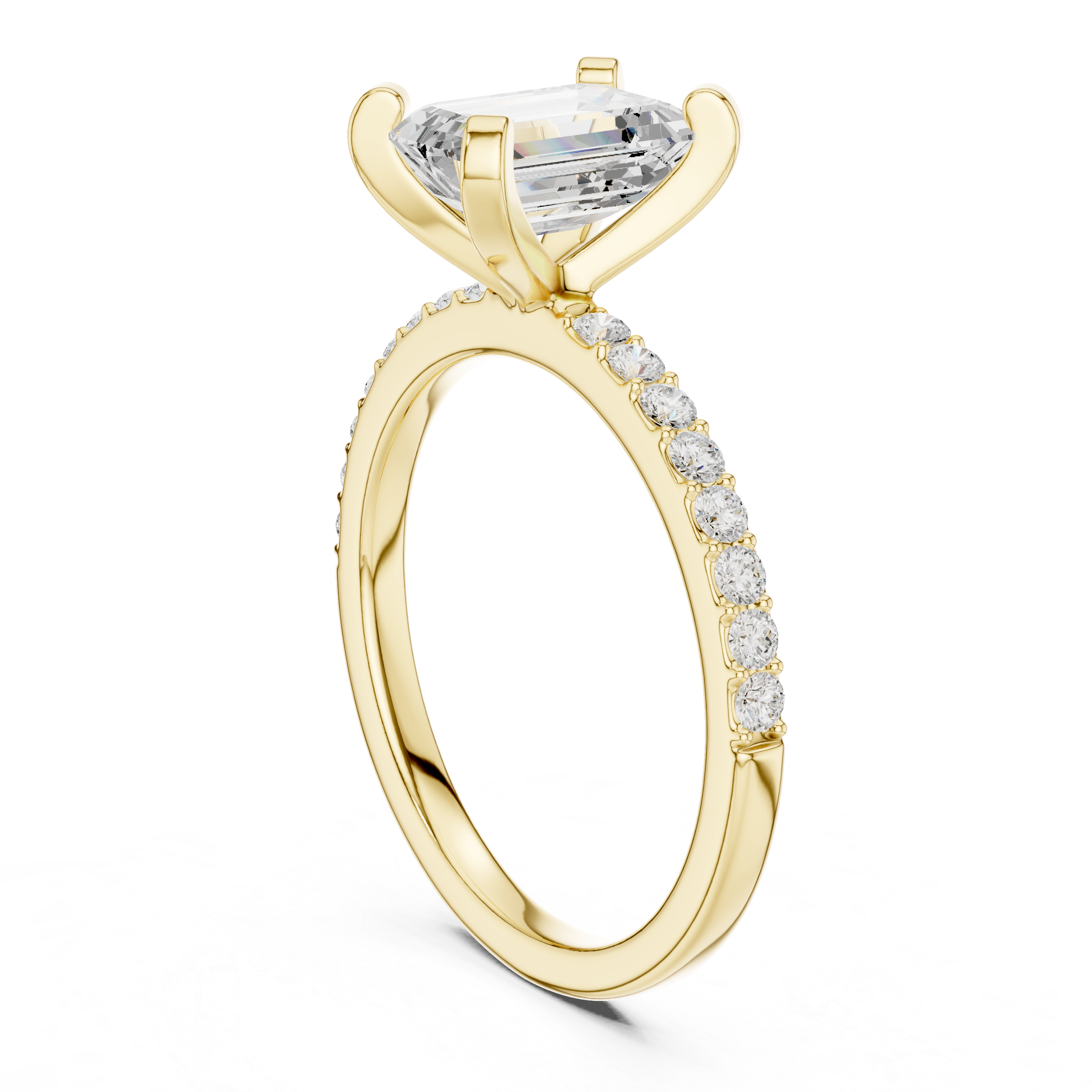 Emerald Cut Pavé Diamond Engagement Ring
