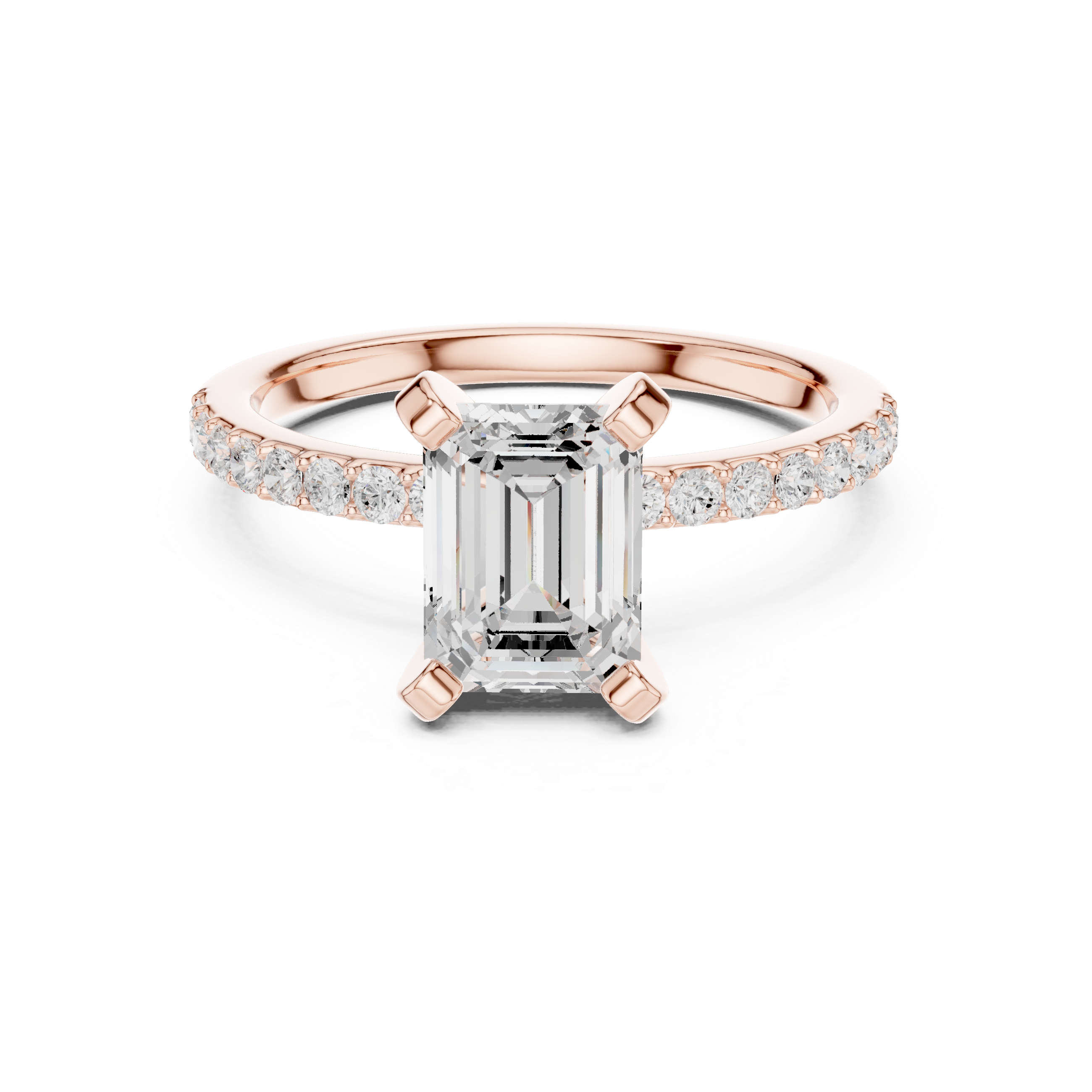 Emerald Cut Pavé Diamond Engagement Ring