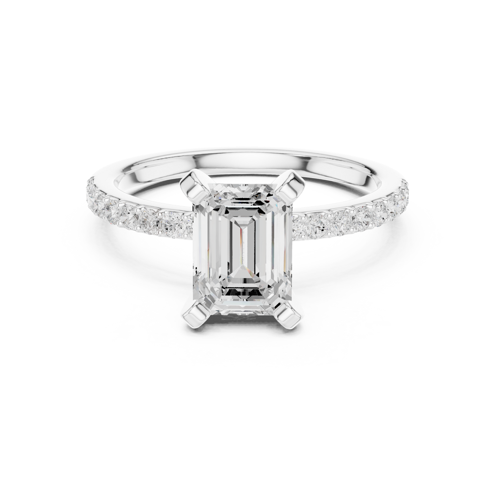 Emerald Cut Pavé Diamond Engagement Ring