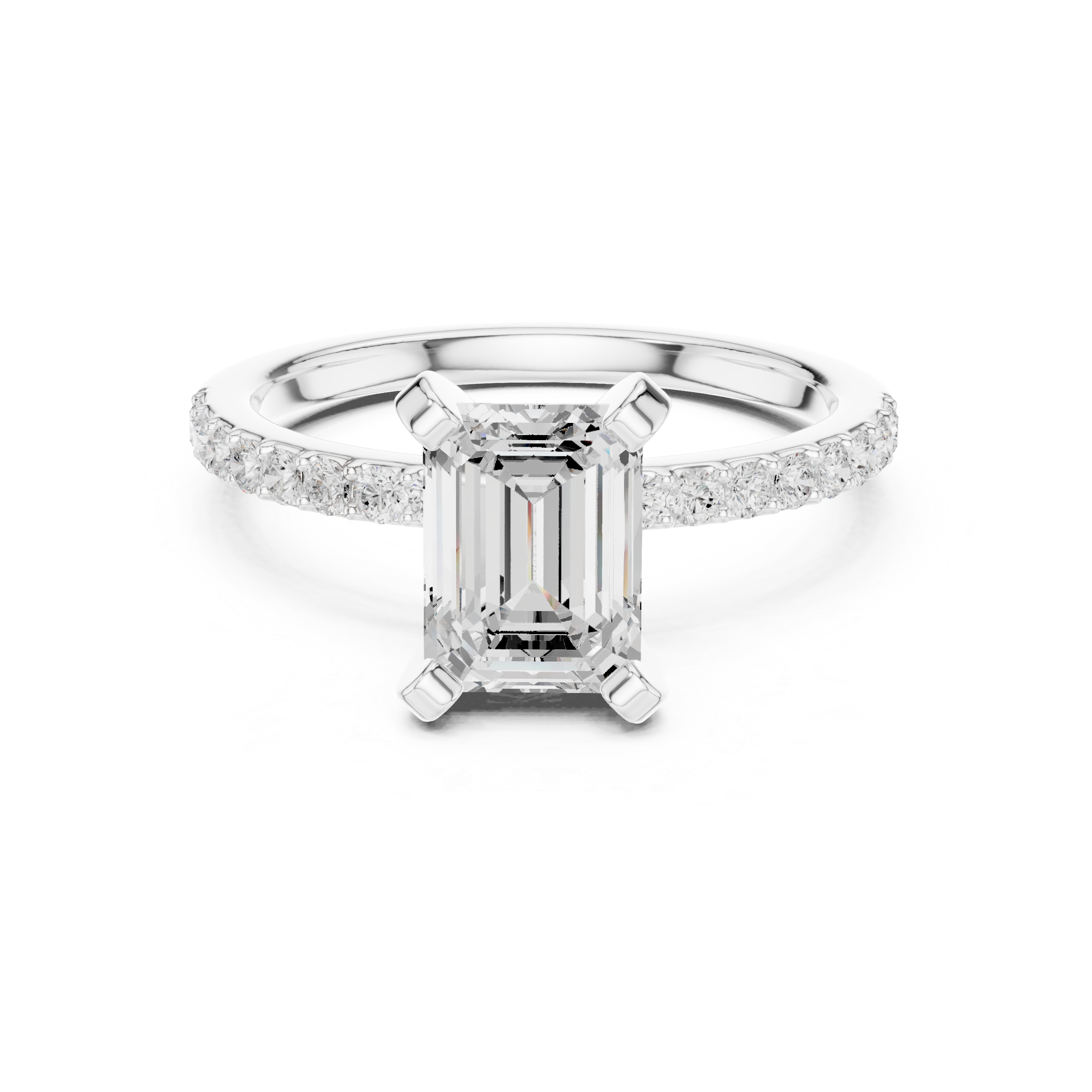 Emerald Cut Pavé Diamond Engagement Ring