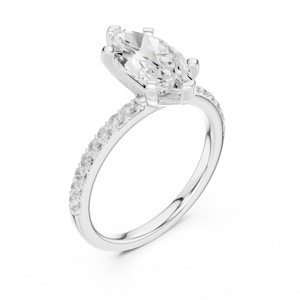 Marquise Cut Pavé Diamond Engagement Ring