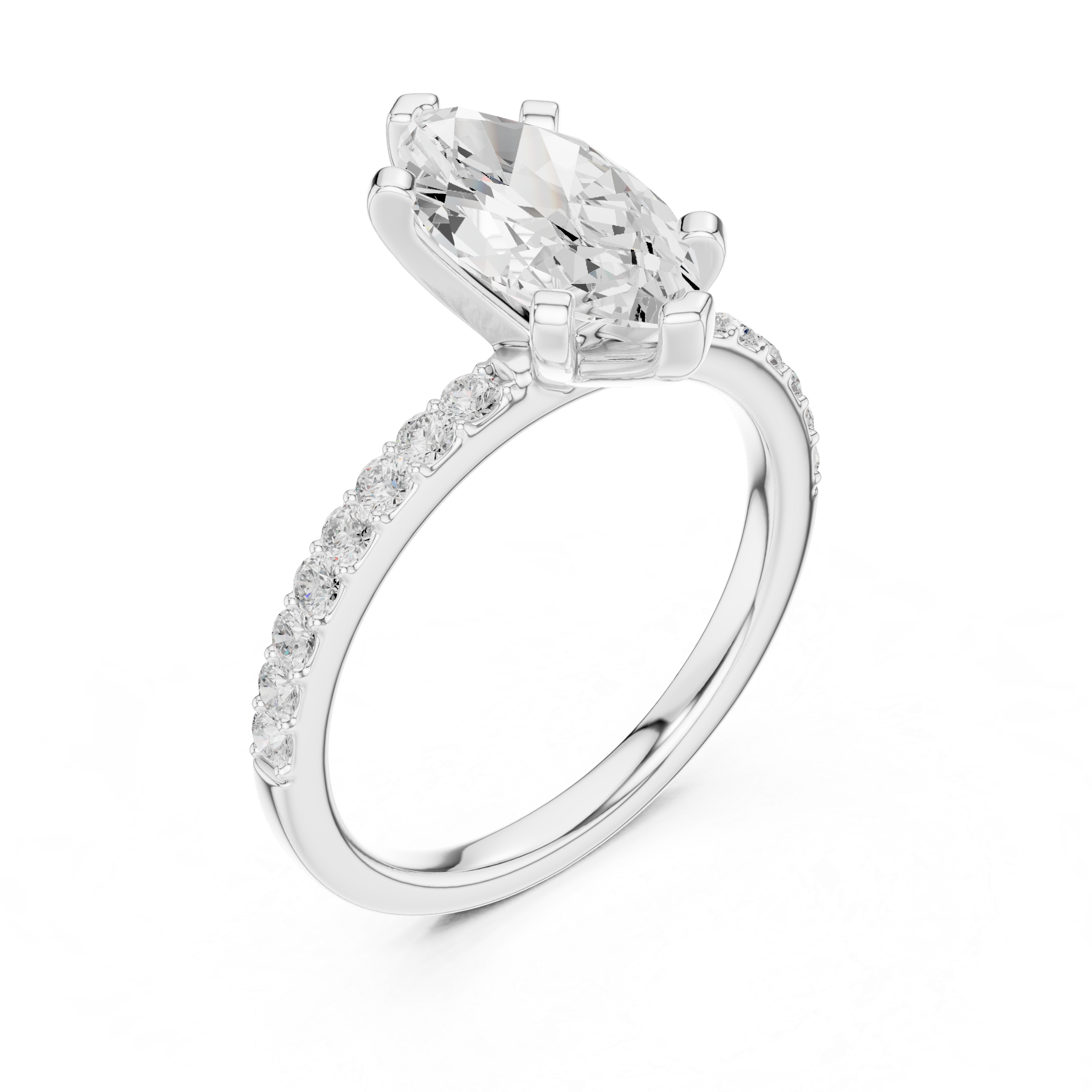 Marquise Cut Pavé Diamond Engagement Ring